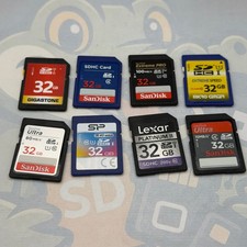 LOT of 8 - 32GB - SD Cards - Various Brands - Untested - GC739