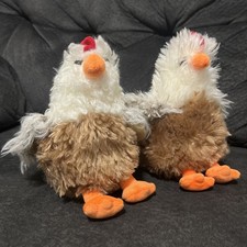 Peluche de pollo peludo 7” esponjoso gallo pollito granja pájaro peluche - lote de 2