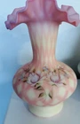 Fenton Denese Diamond Optic Ruffled Painted Beautiful Vase