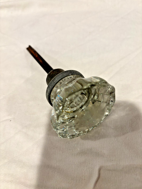 12 Point Crystal Glass Knob  Art Deco