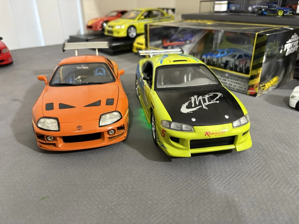 Racing Champions Fast And The Furious Street Glow 1/18 Lot Supra And Eclipse - Image 2 of 4