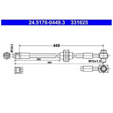 Bremsschlauch vorne rechts für Opel Zafira C P12 | 24095616