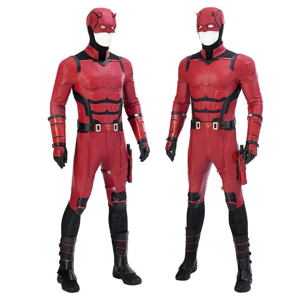 Daredevil Rebirth Superhero Cosplay Red Jumpsuit Mask Outfits Halloween Costume - Image 2 of 4
