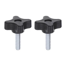 2pcs Star Knobs M6 x 25mm 4-Star Stud Knob Hand Tightening Clamping Screw Black