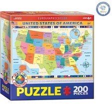Interactive 200-Piece American States Jigsaw Puzzle for Kids - Made in the USA