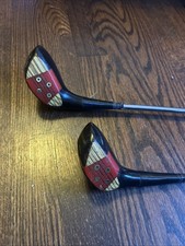 Vintage persimmon fairway red /multi-colored lam wood club heads w steel shafts