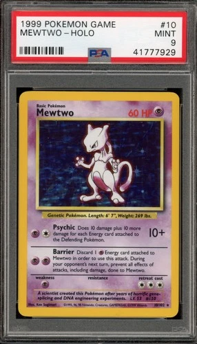 Pokemon Mewtwo Base Set Unlimited Holo Rare #10 PSA 9 Mint