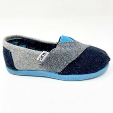 Toms Classics Tri Grey Tiny Toddler Slip On Wool Casual Flat Shoes