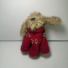 Retired RUSS BERRIE "Fluppy" 10" Plush long floppy eared Dog red knit sweater.