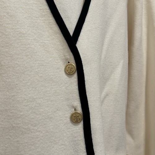 J Crew Giselle V-Ausschnitt Pullover Blazer Gr. M Kontrastbesatz elfenbein/schwarz maritim - Bild 4 von 7