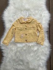Nannette Girls Yellow Jacket Size 4 Cotton Blend Button Front Ruffle Flower