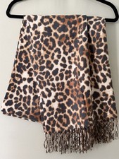 Women Cheetah Pashmina Winter Warm Cashmere Scarf Soft Long Tassels Oversize Chu