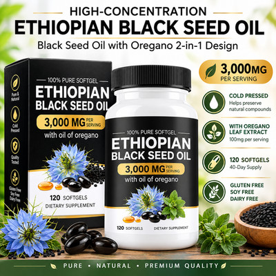 Purely Nutrient Ethiopian Black Seed Oil Capsules 4.64% Thymoquinone 120 Count