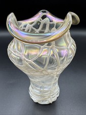Vintage Loetz/ Czech/ Kralik Iridescent Crackle Glass Vase