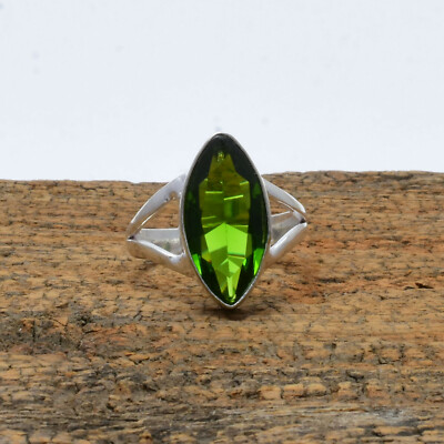 Good-Looking Peridot Topaz Gemstone 925 Sterling Silver Handmade Ring All Size