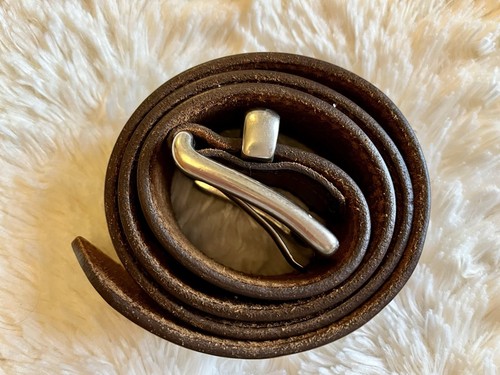 VINTAGE DARK TAN PREMIUM LEATHER BELT BY REGENCY BELT COMPANY ENGLAND 28-32” - Picture 7 of 12