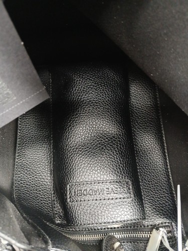 Steve Madden Black Handbag Make-Up Bag Carry Shoulder Handle Faux Leather (New)* - Picture 10 of 16