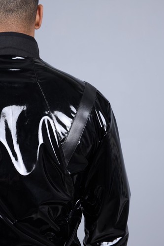 MR. RIEGILLIO PVC Tracksuit Jacket 24 Shiny Glossy Black R1019 - Picture 7 of 12