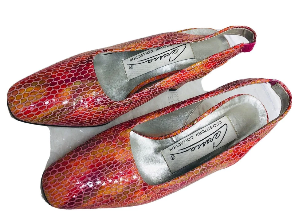 Caressa Crosstown Collection Mujer’s 6M Cuero Colorido Eslinga Trasera 3.5” Tacón Foto 2 de 4