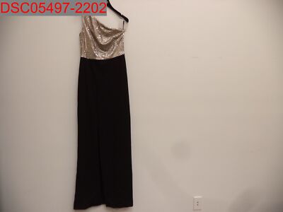Calvin Klein Women's Gold & Black One-Shoulder Column Gown, Size 4 190466231930
