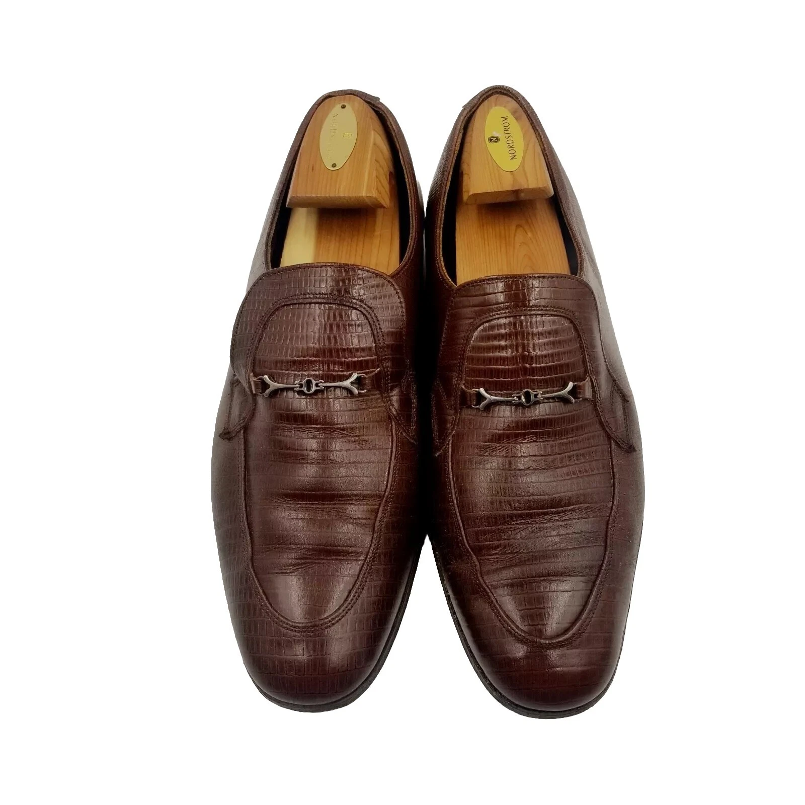 VANS Mocassini vintage Van Heu pelle di lucertola morso di cavallo marrone da uomo 9 5 EE larghi made in UK