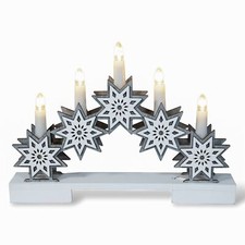 Christmas LED Candle Bridge Arch Wooden 32cm Star Pre Lit Xmas Window Decoration