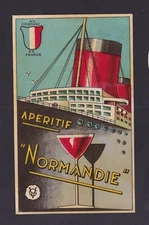 Ancienne étiquette  Alcool France  BN181345 Apéritif Bateau Normandie