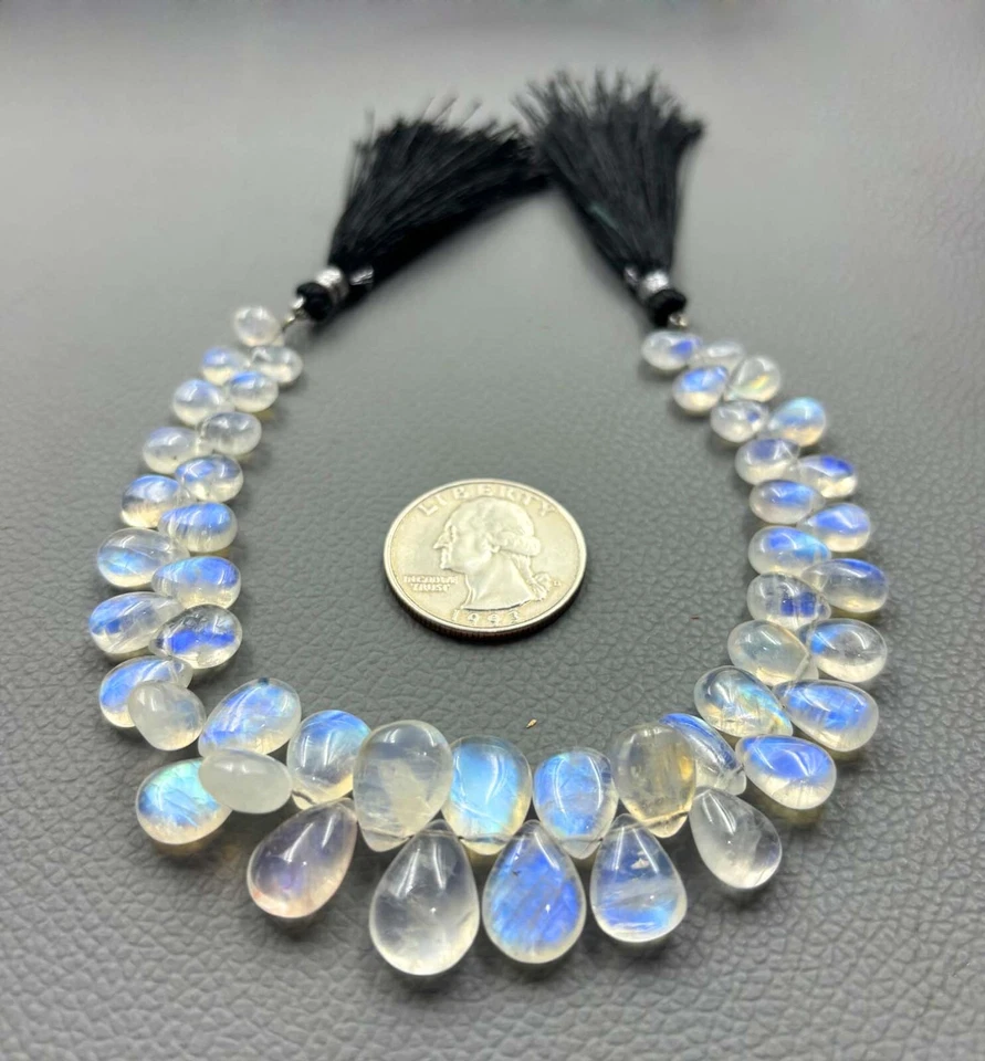 Natural Moonstone Gemstone Teardrop Beads 10x15x05mm Strand 8 Inches KG-666 - Image 2 of 2