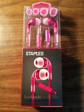 Staples Earbuds 53140 With Mic Pink 