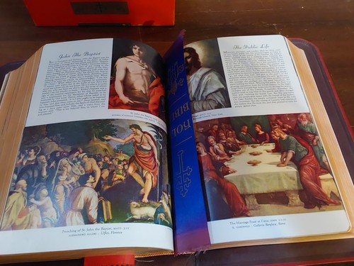 Holy Bible Papal Edition 1951 Red Leather Catholic Press Original Box - Picture 12 of 13