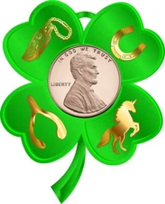Lucky Penny Coin Token Lincoln Keychain Chain1984 Birthday Clover Luck Cent BU 