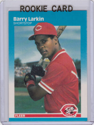 BARRY LARKIN 1987 Fleer ROOKIE CARD Cincinnati Reds Baseball RC