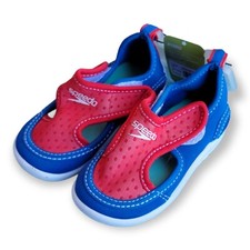 Speedo- Hybrid Water Shoes Toddler Girl Boy Size S 5-6 Swim Shoes Blue Red---X26