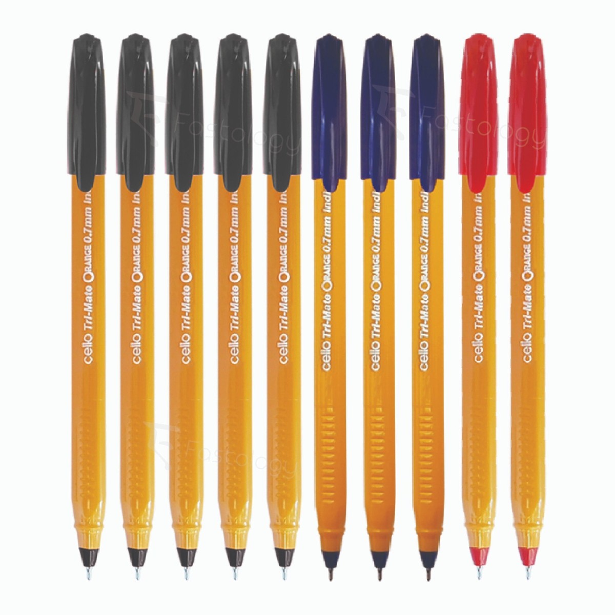 10 x Tip BIC CELLO Tri-Mate-Org BLACK Fine Point Ball Pens