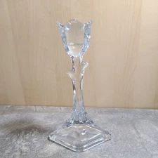 Toscany Ltd Vintage Tulip Clear 24% Lead Crystal Taper Candlestick 8 Inches Tall
