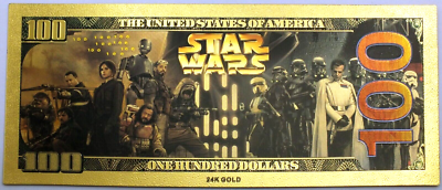 Star Wars 24K Gold Card Yoda 限定版 Yoda Jedi Star Wars $100 Novelty 24K Gold Plated Foil Note Bill