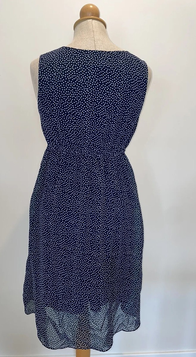 blue polka dot maternity dress Motherhood Maternity Polka Dot Dress Navy Blue Sz S