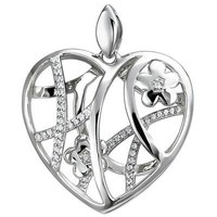 AnhäNger Herz Mit Blumen Aus 925 Silber 47 Zirkonia SilberanhäNger Halsschmuck