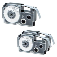 3PK 12mm Black Ink White Tape EZ Label Cartridge for Casio KL60 XR-12WE XR12WE