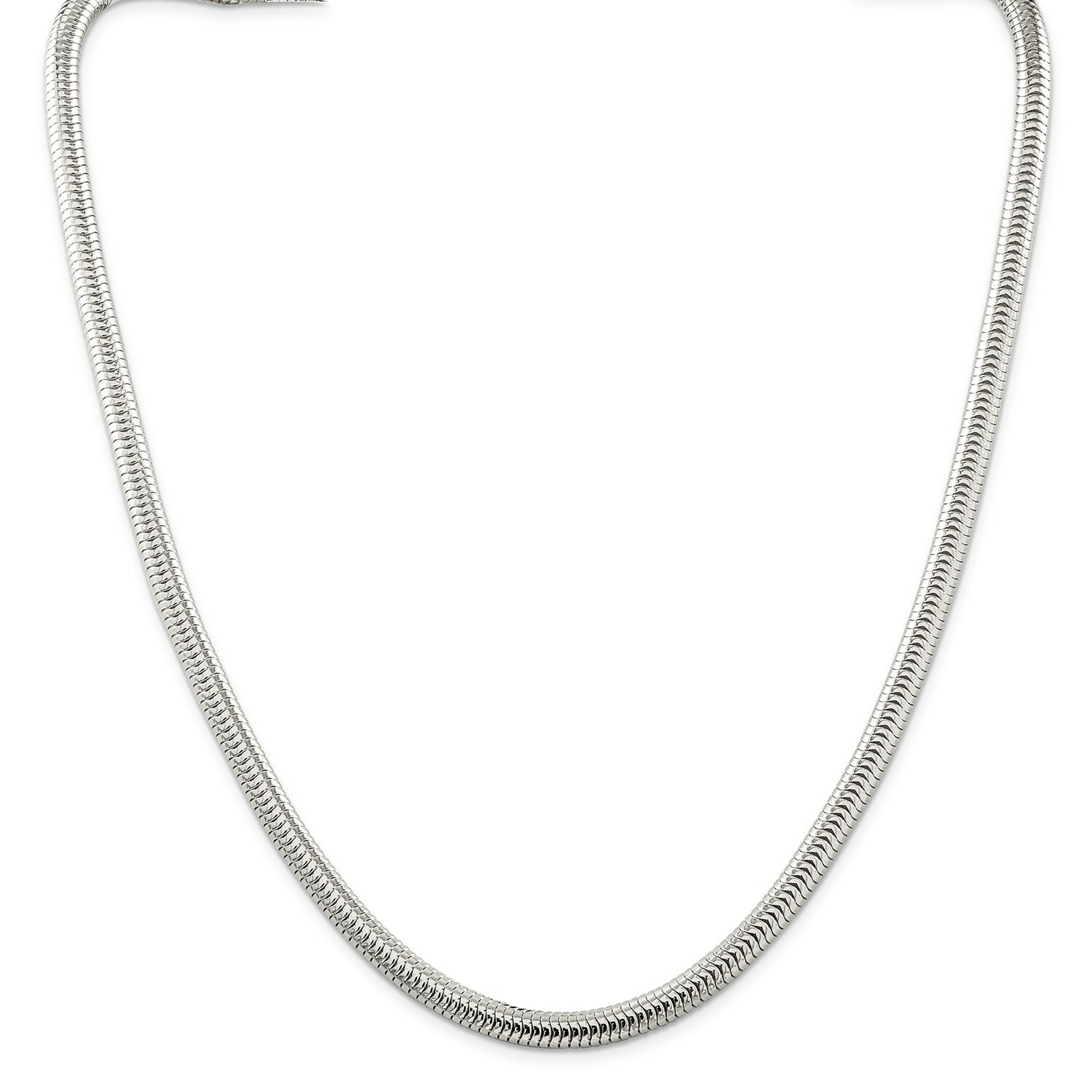 Sterling Silver Solid 6mm Round Snake Chain w/ Lobster Clasp 18" - 24"