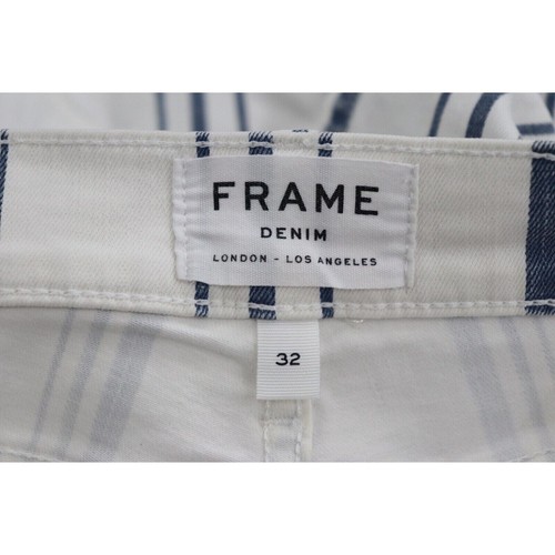 Frame Jeans Womens Size 32 Le High Flare Blue White Striped Cotton Stretch - Picture 11 of 15