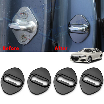 #ad Steel Black Door Lock Lockstitch Cover Trim 4pcs For Honda Toyota Subaru Mazda $10.96