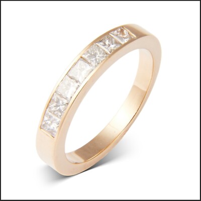 18K 750 Gold Half Memory Ring RS 57 / 1,11 CT T Diamonds Eternity like new Dame