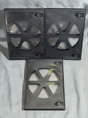 3X EMPTY STANDARD BLACK ECO BOX SINGLE DVD REPLACEMENT CASES VIEW WINDOWS