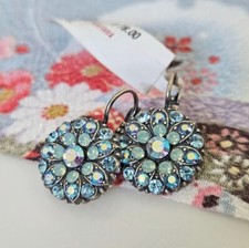  78 MARIANA Pacific Blue AB Floral Guardian Angel Crystal Pave Earrings SALE