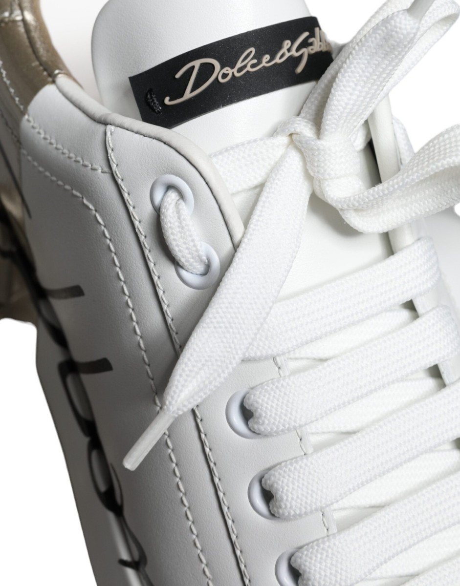 DOLCE & GABBANA Shoes White Gold Portofino Low Top Leather