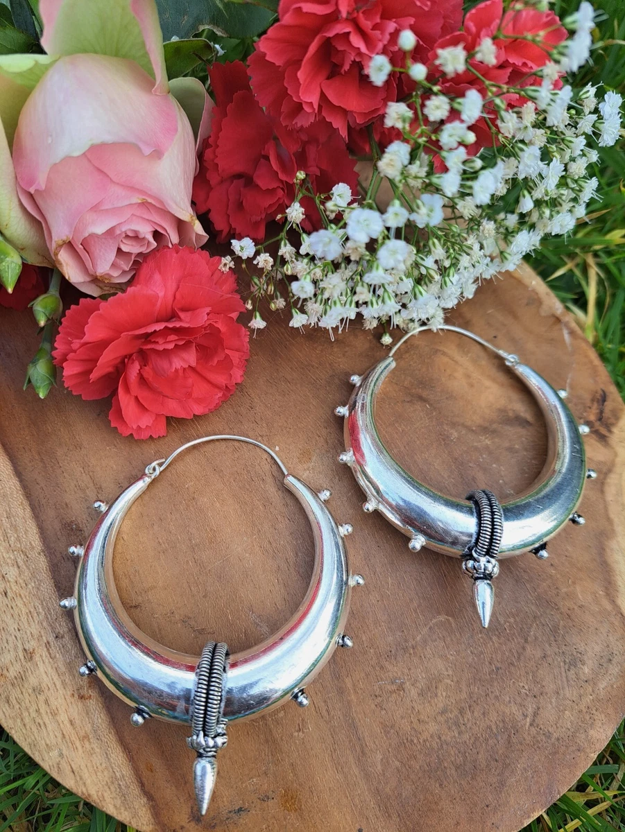 Metal ring earrings sale
