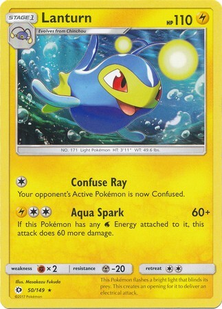 Lanturn 50/149 Rare - Pokemon Sun & Moon Base Set Single Card