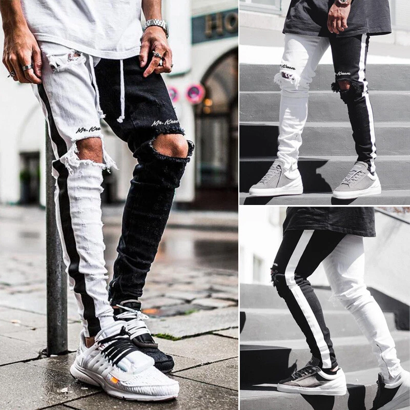 White ripped hotsell jeans mens skinny