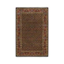 4'1" x 6'3" Grease Black Herrita Design 250 KPSI Wool Hand Knotted Rug R65803